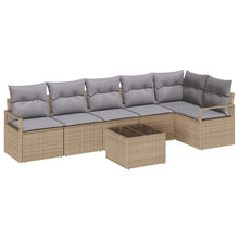 Bankstel met kussen 7 pcs Beige poly rattan
