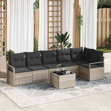 Bankstel 7 pcs Lichtgrijs poly rattan