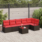 Tuinset poly rattan bruin 7-delig