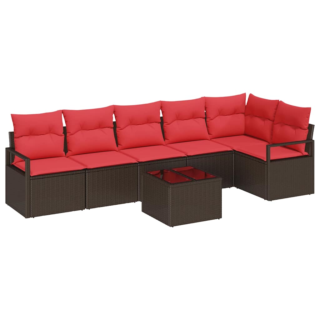 Bankstel 7 pcs Bruin poly rattan