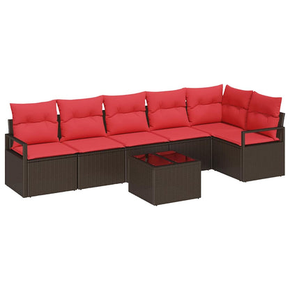 Bankstel 7 pcs Bruin poly rattan
