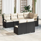 Sofa set 7 pcs Black poly rattan