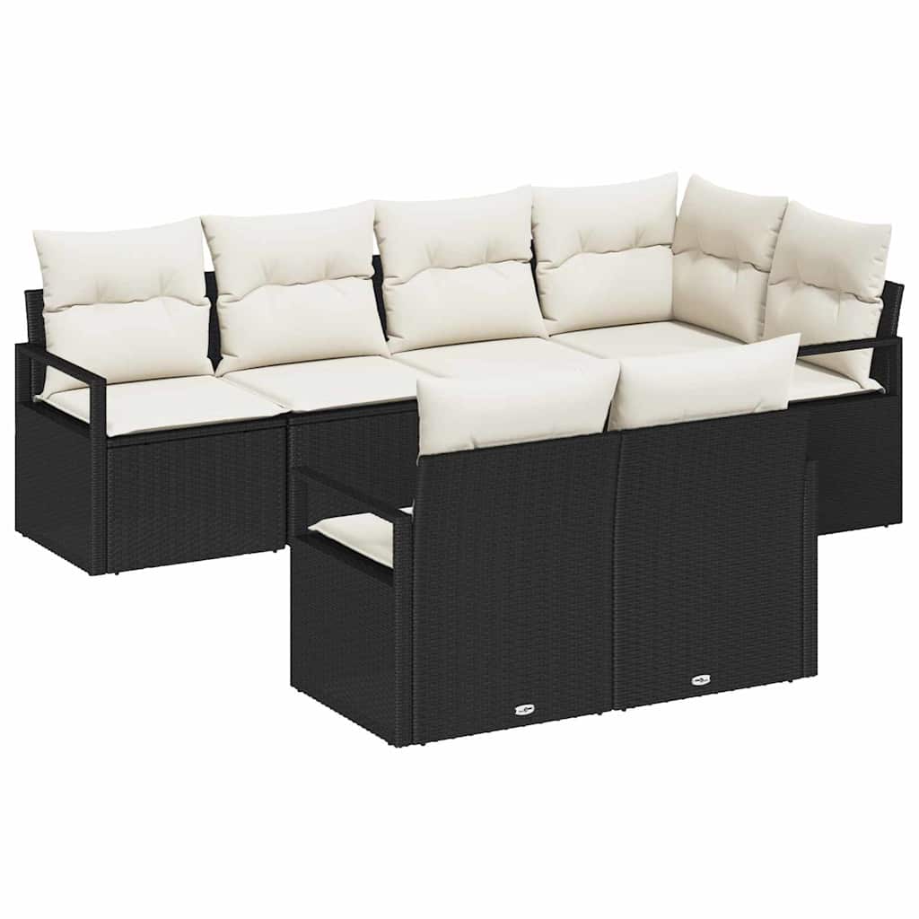 Bankstel 7 pcs Zwart poly rattan