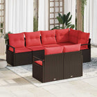 Bankstel poly rattan bruin 7-delig