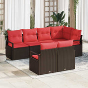 Bankstel poly rattan bruin 7-delig