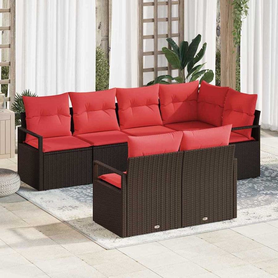Bankstel 7 pcs Bruin poly rattan