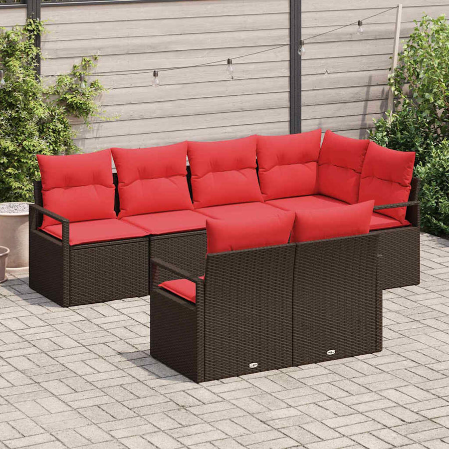 Bankstel 7 pcs Bruin poly rattan