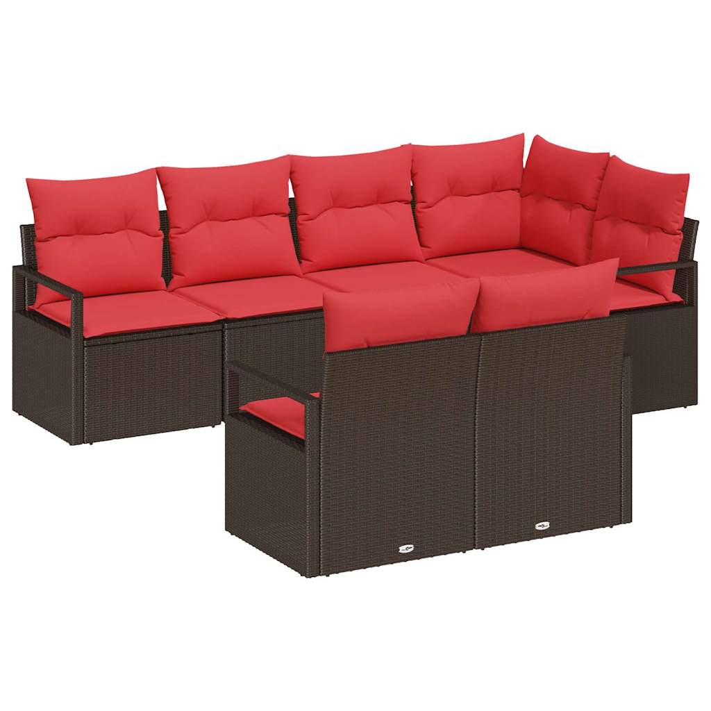 Bankstel 7 pcs Bruin poly rattan