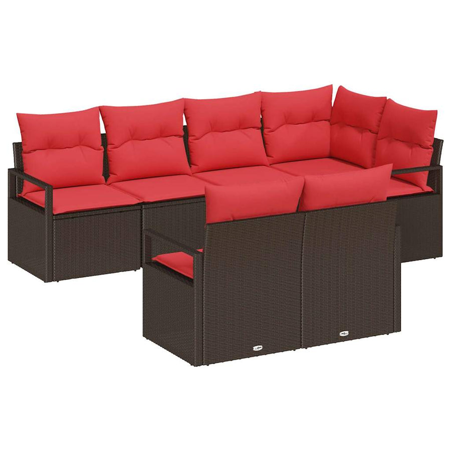 Bankstel 7 pcs Bruin poly rattan