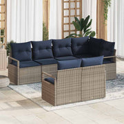 Bankstel 7-delig poly rattan grijs
