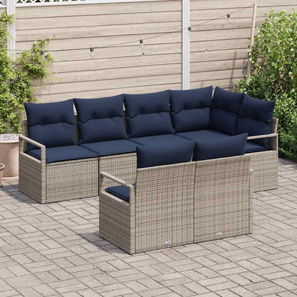 Bankstel 7 pcs Grijs poly rattan