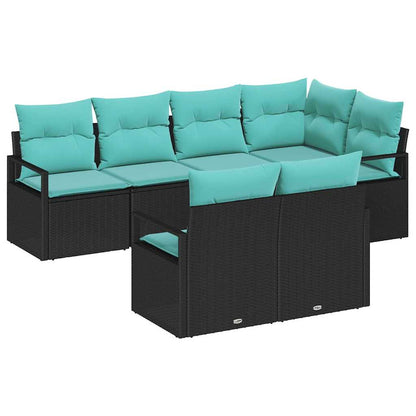 Bankstel 7 pcs Zwart poly rattan
