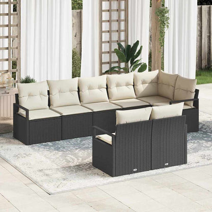 Bankstel 8 pcs Zwart poly rattan