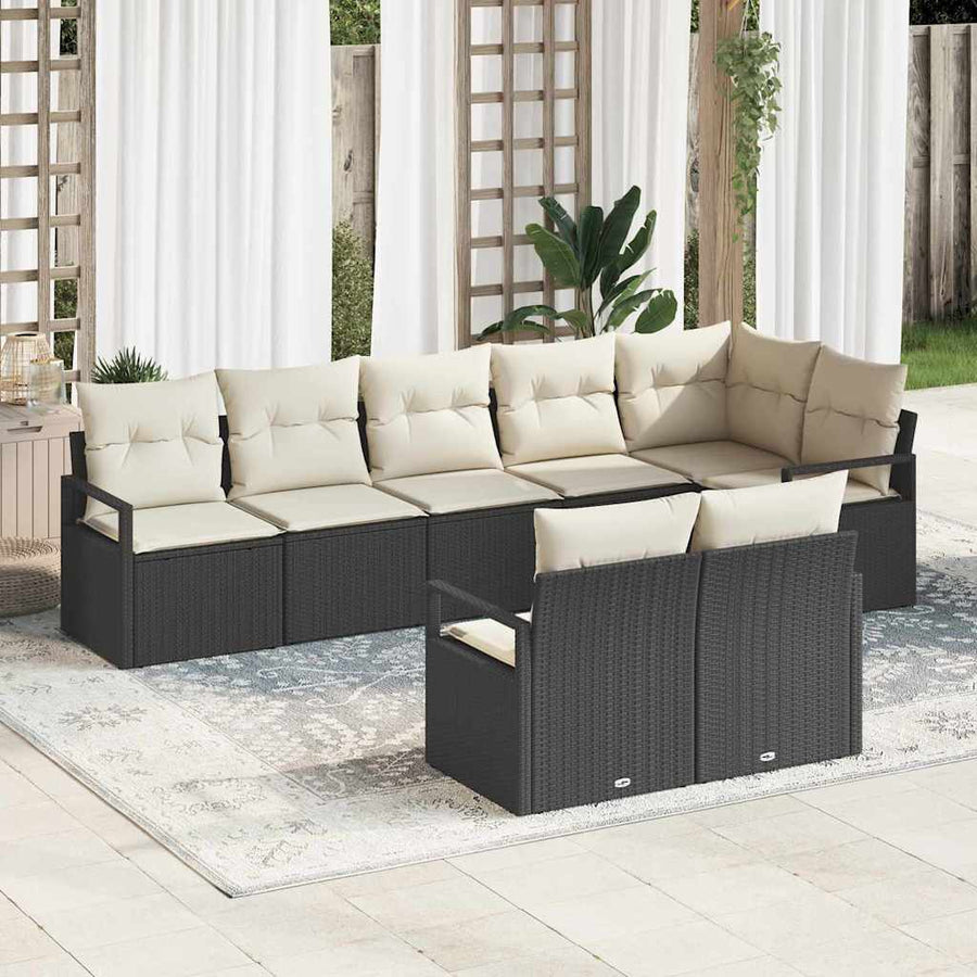 Bankstel 8 pcs Zwart poly rattan