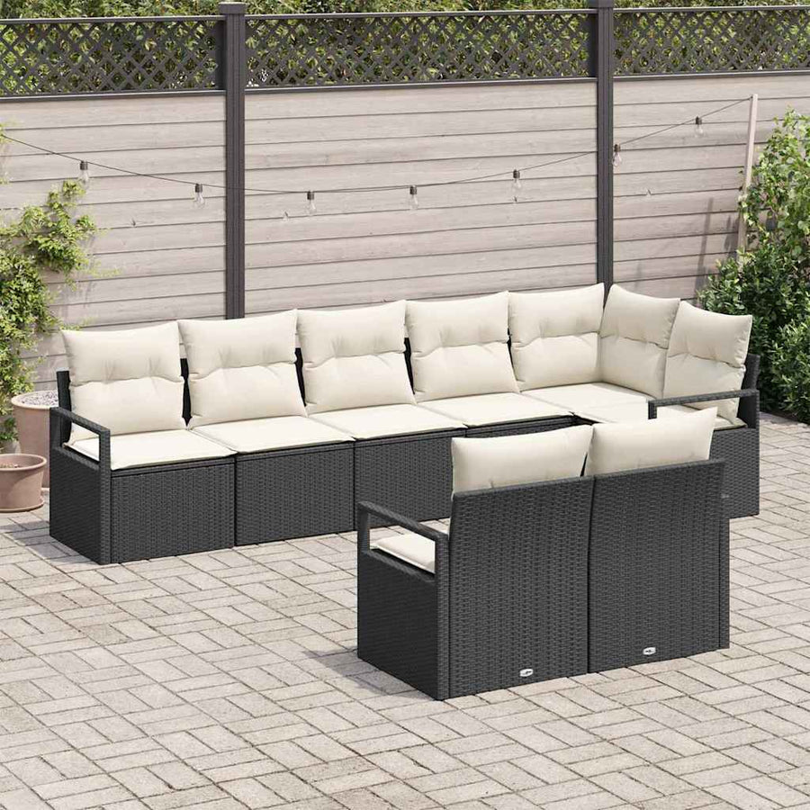 Bankstel 8 pcs Zwart poly rattan