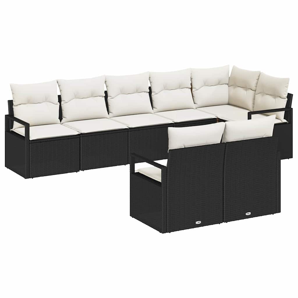 Bankstel 8 pcs Zwart poly rattan