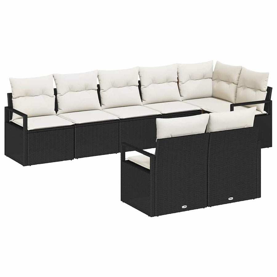 Bankstel 8 pcs Zwart poly rattan