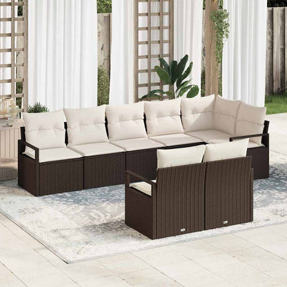 Bankstel 8 pcs Bruin poly rattan