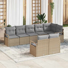 Bankstel poly rattan 8-delig beige