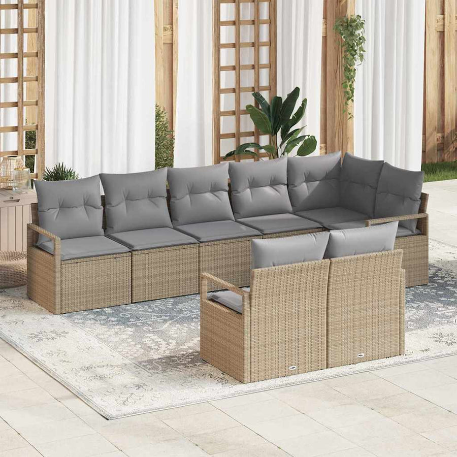 Bankstel 8 pcs Beige poly rattan