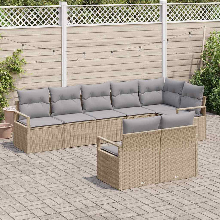 Bankstel 8 pcs Beige poly rattan