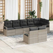 Bankstel 8 personen lichtgrijs poly rattan