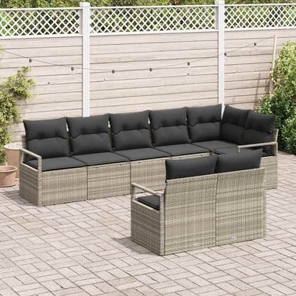 Bankstel 8 pcs Lichtgrijs poly rattan