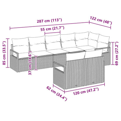 Bankstel 8 pcs Lichtgrijs poly rattan