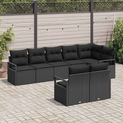 Bankstel 8 pcs Zwart poly rattan