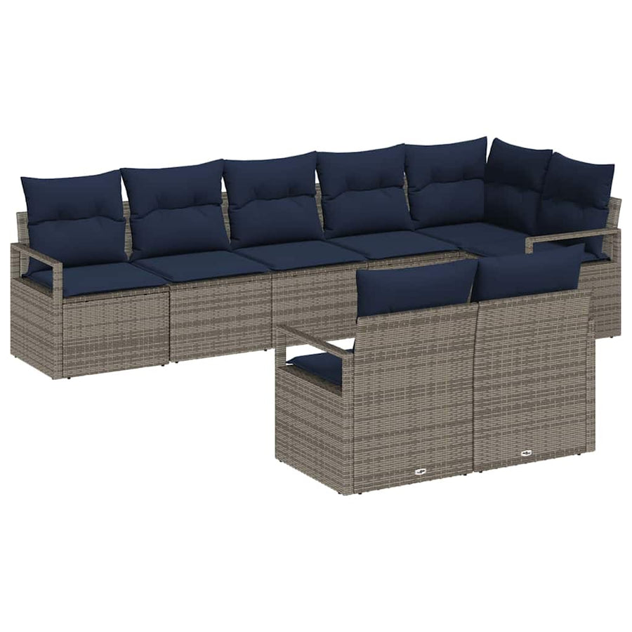 Bankstel 8 pcs Grijs poly rattan