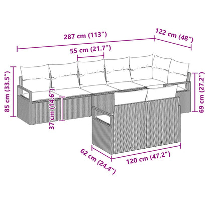 Bankstel 8 pcs Grijs poly rattan