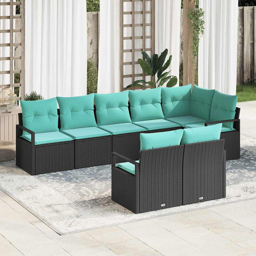 Bankstel 8 pcs Zwart poly rattan