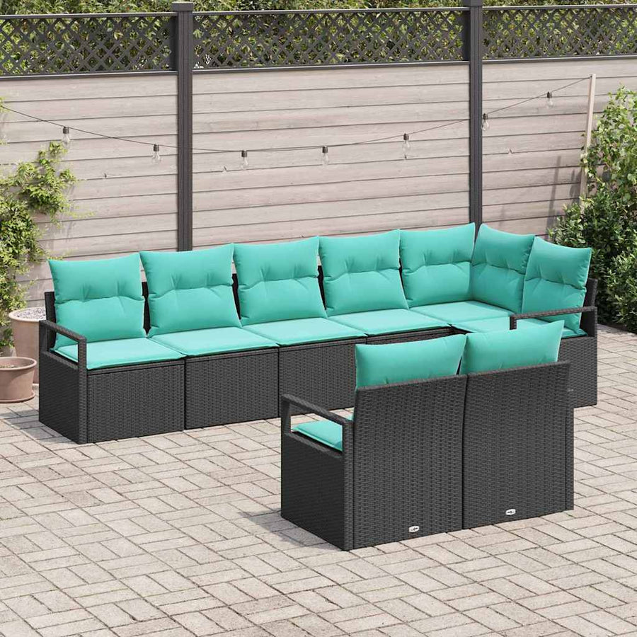 Bankstel 8 pcs Zwart poly rattan