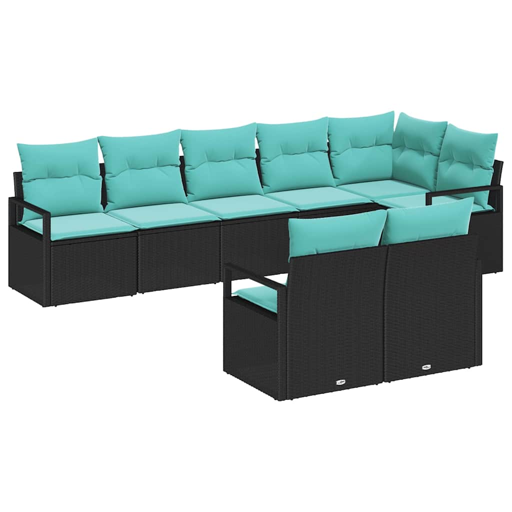 Bankstel 8 pcs Zwart poly rattan