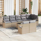 Loungeset poly rattan beige 9-delig