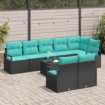 Bankstel 9 pcs Zwart poly rattan