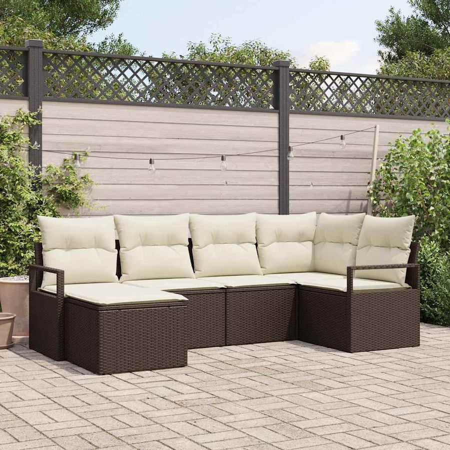 Bankstel 6 pcs Bruin poly rattan