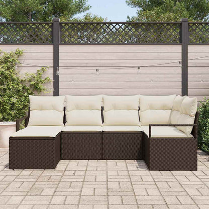 Bankstel 6 pcs Bruin poly rattan
