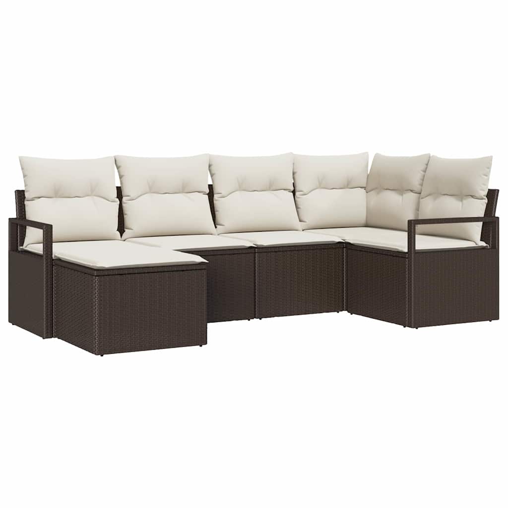 Bankstel 6 pcs Bruin poly rattan
