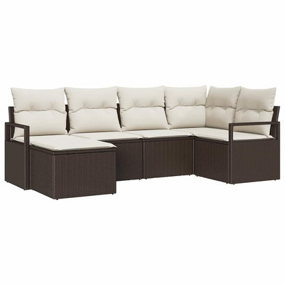 Bankstel 6 pcs Bruin poly rattan