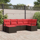 Sofa set with cushion 6 pcs Brown poly rattan