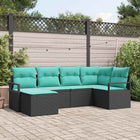Sofa set with cushion 6 pcs Black poly rattan