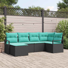 Bankstel met kussen 6 pcs Zwart poly rattan