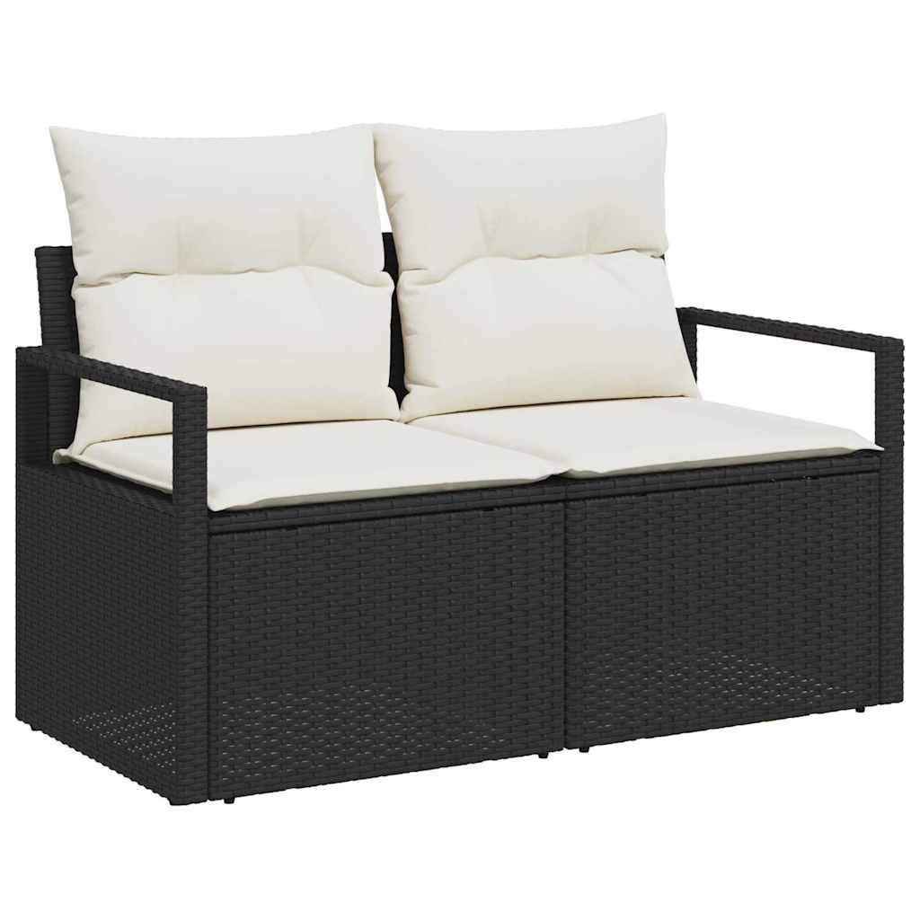 Bankstel 7 pcs Zwart poly rattan