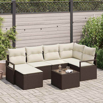 Bankstel 7 pcs Bruin poly rattan