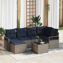 Bankstel met kussen 7 pcs Grijs poly rattan