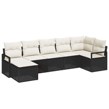 Bankstel met kussen 7 pcs Zwart poly rattan