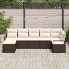 Tuinset poly rattan 7-delig bruin