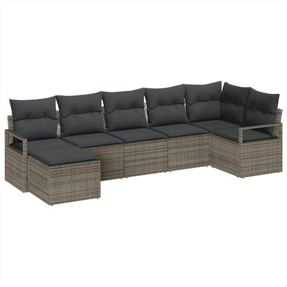 Bankstel 7 pcs Grijs poly rattan