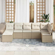 Tuinset poly rattan beige 7-delig